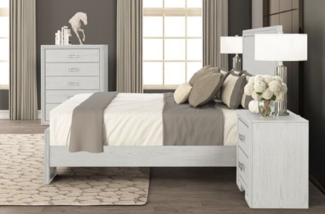 Furniture of America® Basilone Rustic White Eastern King Panel Bed-2
