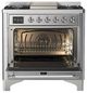 Ilve® Majestic III 36" Stainless Steel Pro Style Dual Fuel Liquid Propane Range with Solid Door and Chrome Trim-1