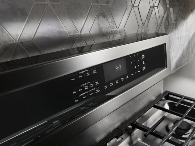 KitchenAid® 30" Stainless Steel Freestanding Dual Fuel Double Oven Range-3