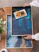 A & B Home 2-Piece Multi-Colored Marble Print Decorative Rectangular Tray Set-4