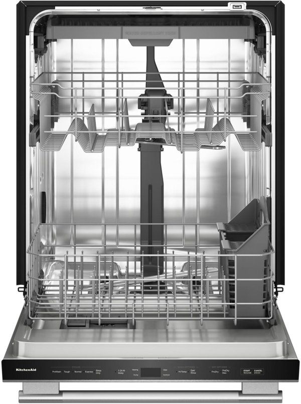 KitchenAid® 24" PrintShield Stainless Steel Third Level Utensil Rack Top Control Built-In Dishwasher with 30+ Total Wash Jets-1