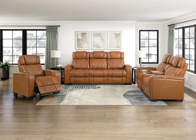 Homelegance® Apex Brown Double Power Reclining Console Loveseat-1