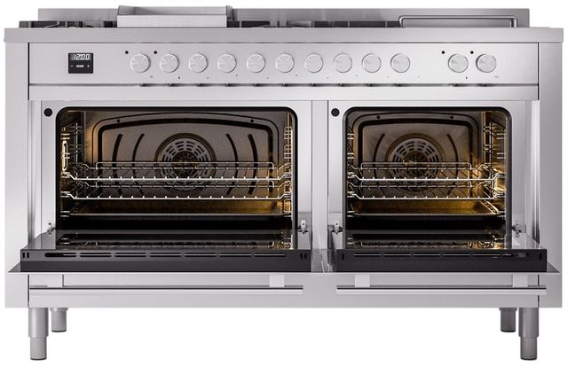 Ilve® Professional Plus II 60" Stainless Steel Pro Style Dual Fuel Range-1