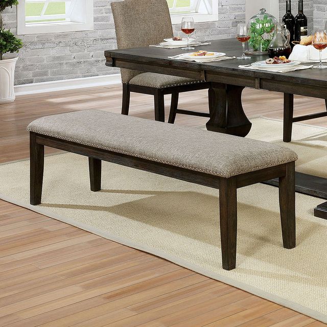 Furniture of America® Faulk 6-Piece Espresso Dining Table Set with Warm Gray Side Chair-3