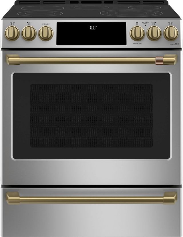 Café™ Brushed Brass Front Control Electric Knobs and Handle Kit-2
