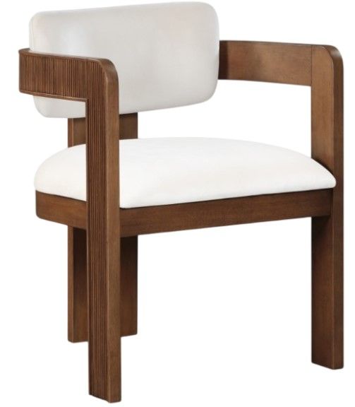 Meridian Furniture Sacha Cream/Walnut Velvet Dining Chair-0