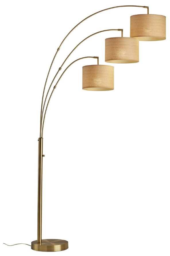 Adesso® Bowey Antique Brass 3-Arm Arc Floor Lamp-0
