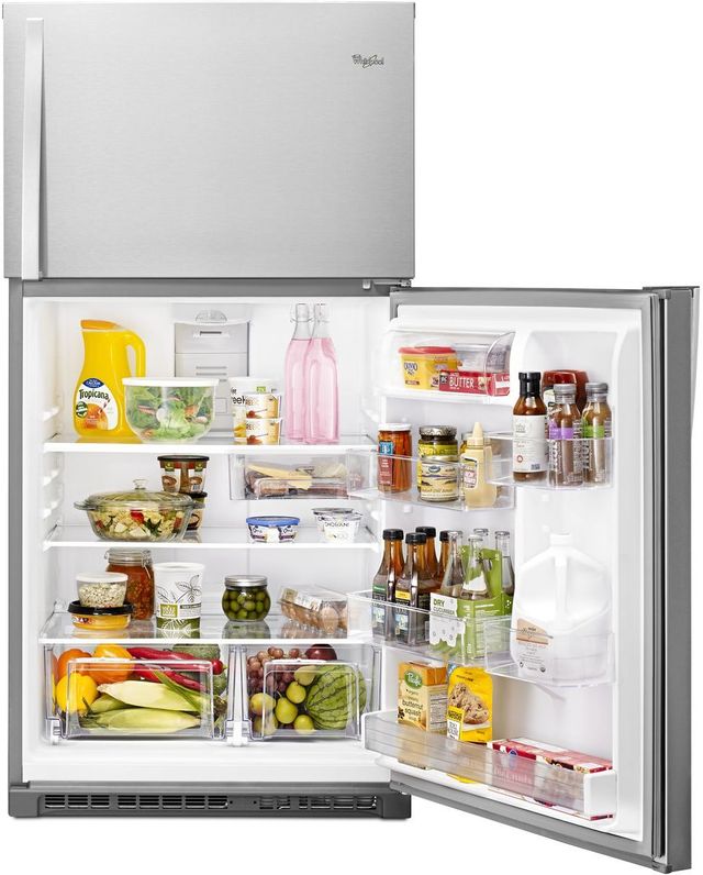 Whirlpool® 33 in. 21.3 Cu. Ft. Monochromatic Stainless Steel Top Freezer Refrigerator-5