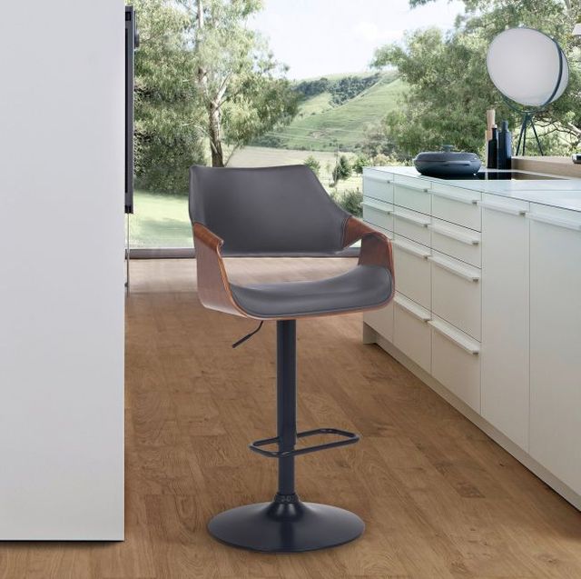 Armen Living Aspen Black/Brown/Gray Adjustable Swivel Bar Stool-1