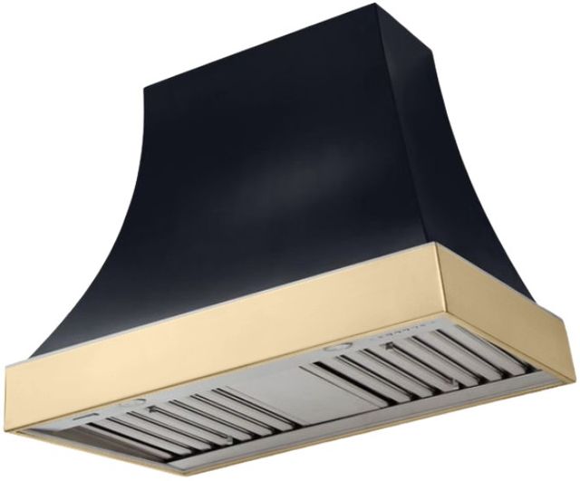 AGA Cascade 36" Gloss Black Wall Mounted Range Hood  with Polished Brass Trim-0