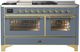 Ilve® Majestic III 60" Blue Gray Pro Style Dual Fuel Natural Gas Range with French Top and Brass Trim-0
