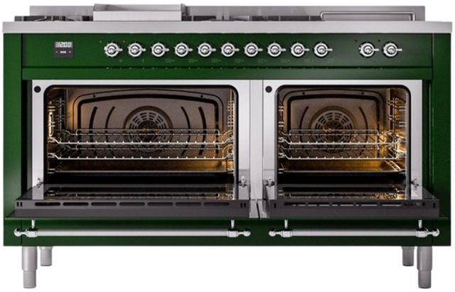 Ilve® Nostalgie II Series 60" Emerald Green Pro Style Dual Fuel Range-2