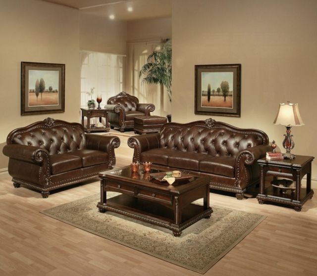 ACME Furniture Anondale Cherry/Espresso Leather Ottoman-1