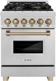 ZLINE Autograph Edition Legacy 24" Satin Stainless Steel Pro-Style Dual Fuel Range with Electric Convection Oven and Champagne Bronze Accents-0