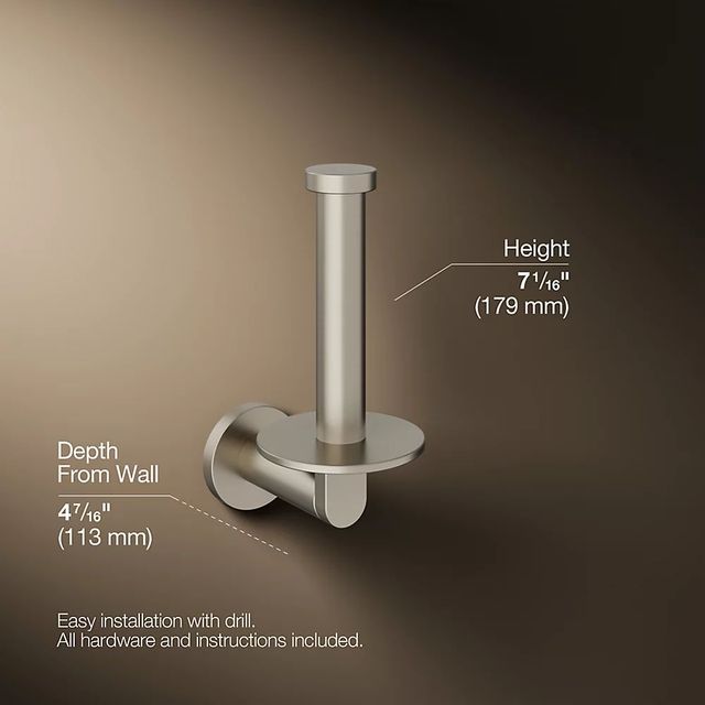KOHLER® Composed® Vibrant Brushed Nickel Vertical Toilet Paper Holder-3