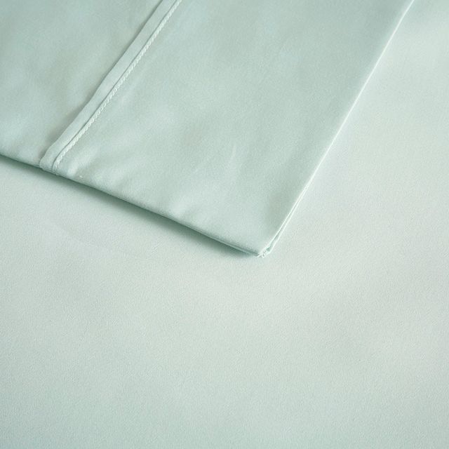 Olliix by Beautyrest Seafoam King 400 Thread Count Wrinkle Resistant Cotton Sateen Sheet Set-2