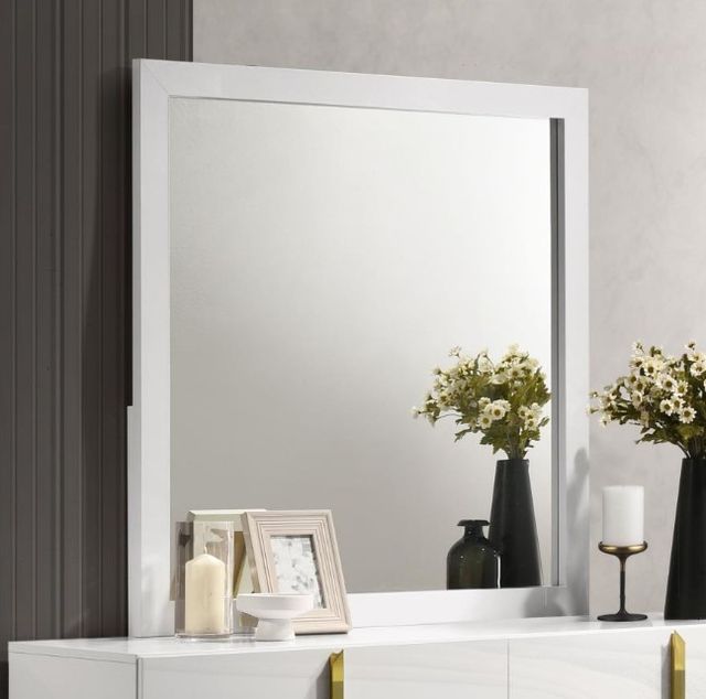 Coaster® Ines White High Gloss Dresser Mirror-4