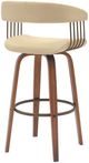 Armen Living Topanga Cream/Walnut Swivel Bar Stool-4