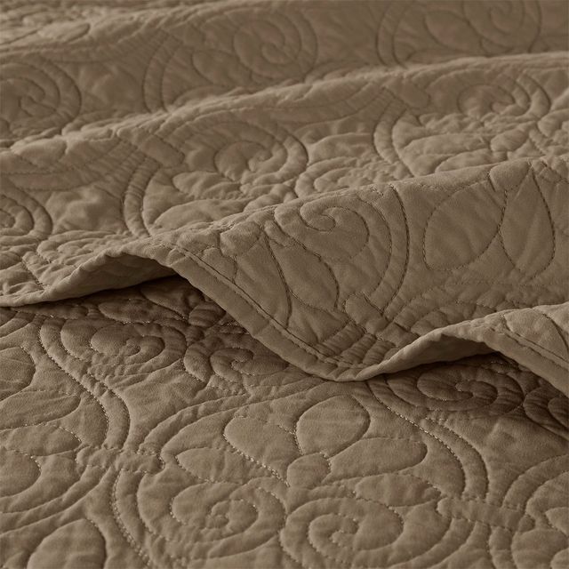 Olliix by Madison Park Mocha King Quebec Reversible Bedspread Set-2