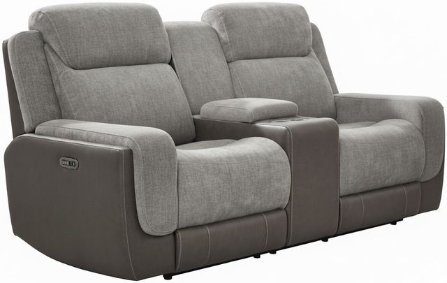 Corinthian Furniture Jenner Charcoal/Gray Power Reclining Loveseat with Power Headrest and Console-0