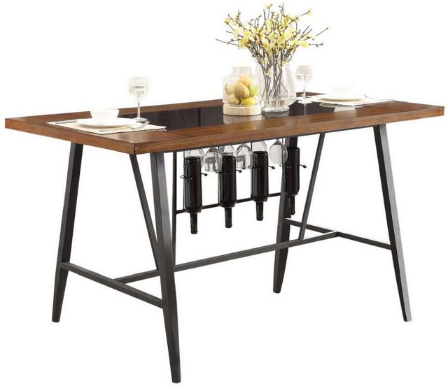 Mazin Furniture Selbyville Light Cherry Counter Height Dining Table with Gunmetal Base-0