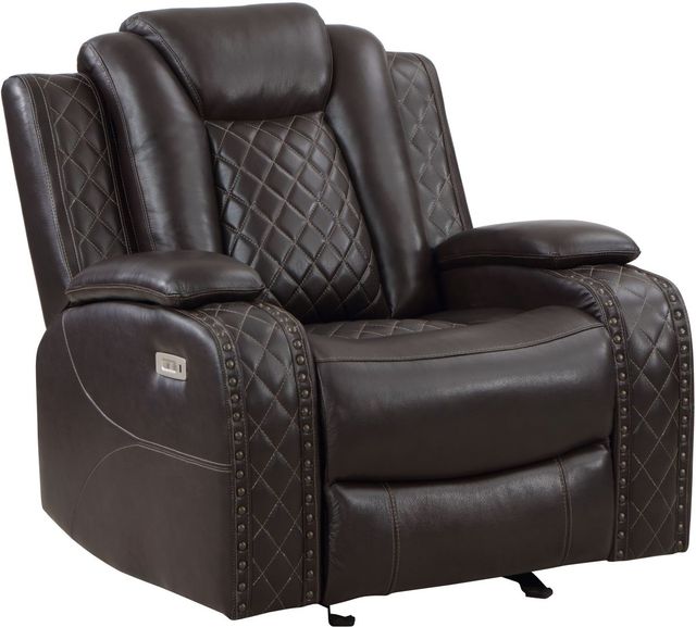 New Classic® Home Furnishings Joshua Walnut Glider Recliner-0