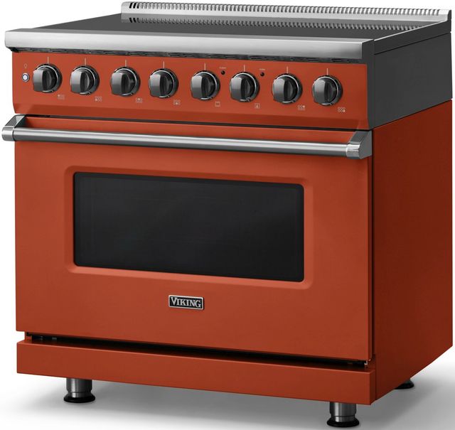 Viking® 5 Series 36" Spiced Cider Pro Style Induction Range with Polished Chrome Trim-2
