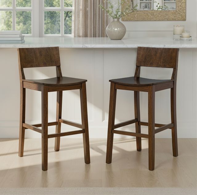 Linon Kentucky 2-Piece Walnut Counter Stool Set-1