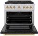 ZLINE Autograph Edition Paramount 36" Stainless Steel Pro Style Dual Fuel Range with Black Matte Door and Polished Gold Accents-1