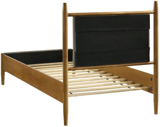Coaster® Mason Gray/Light Brown Twin Upholstered Panel Bed-3