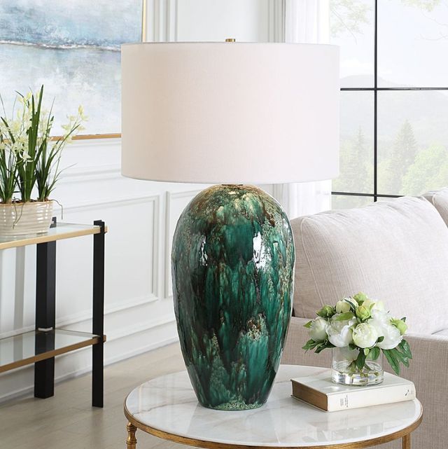 Uttermost® Ceralene Green Table Lamp-2