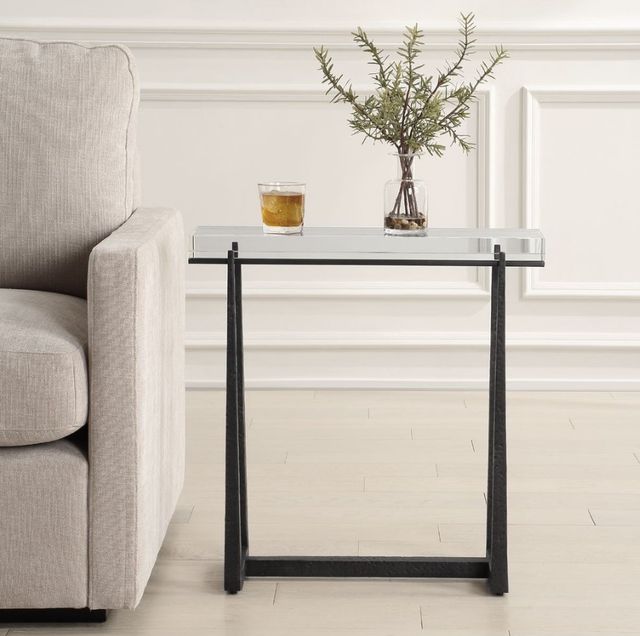 Uttermost® Midas Glass Top End Table with Bronze Metal Base-1