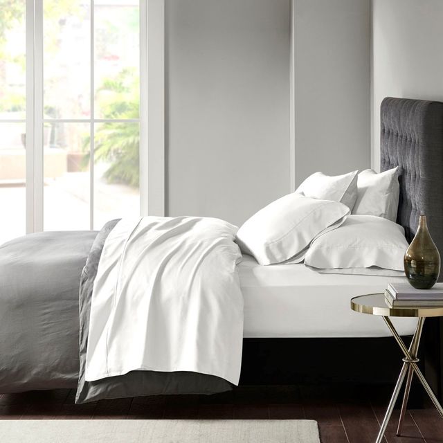 Olliix by Madison Park 800 Thread Count White Split King Cotton Rich Sateen Sheet Set-1