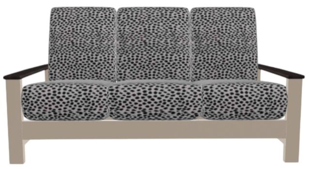 Telescope Casual Leeward Agra Classic/Desert Fabric/Polymer Outdoor Cushion Three-Seat Sofa with Chestnut Rustic Polymer Arms-1