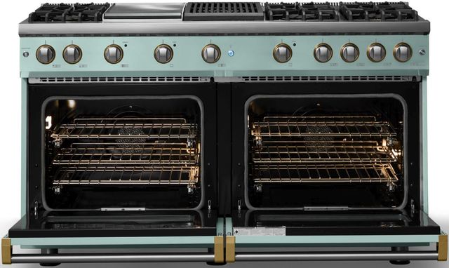 Viking® 5 Series 60" Novembery Sky Pro Style Gas (NG) Range with Brushed Brass Trim-1