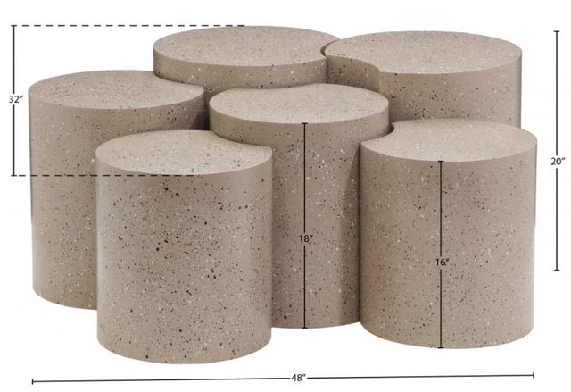 Meridian Furniture Dimple 6-Piece Taupe Modular Nesting Coffee Table Set-3