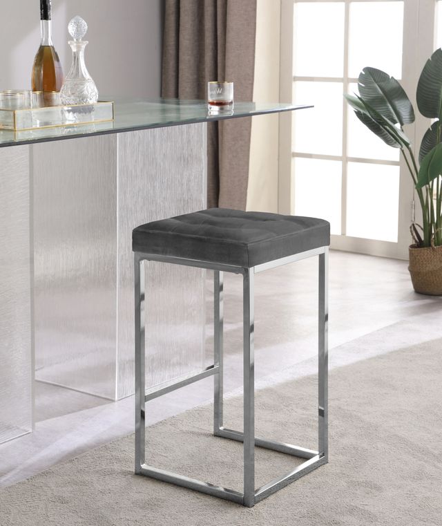Meridian Furniture Nicola Gray Velvet Counter Stool-3