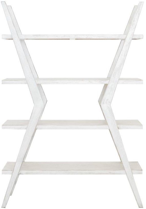 International Furniture Direct Moka White X-Shaped Étagère Bookcase-2
