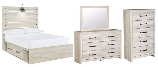 Signature Design by Ashley® Cambeck 4-Piece Whitewash Full Panel Storage Bed Set-0