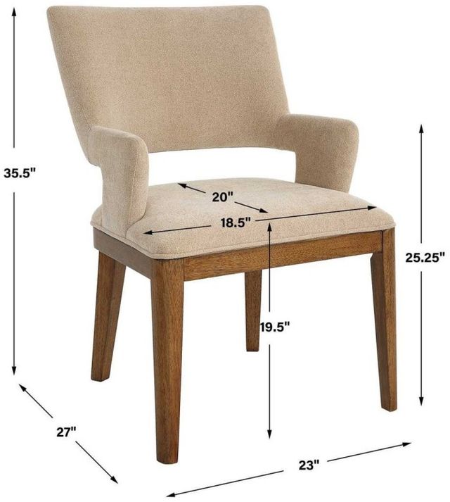 Uttermost® Aspect Beige/Pecan Dining Chair-2