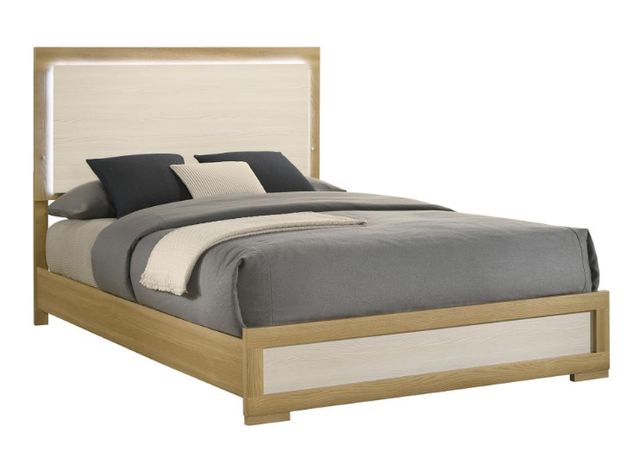 Coaster® Hyland Natural/White LED Queen Panel Bed-0
