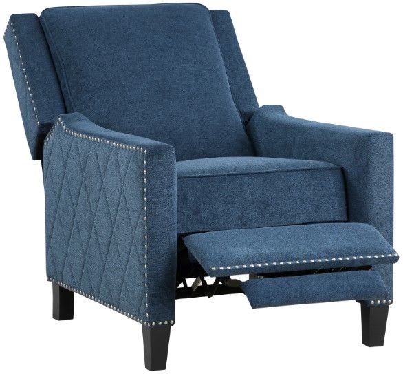 Homelegance® Banks Blue Manual Push Back Recliner-2