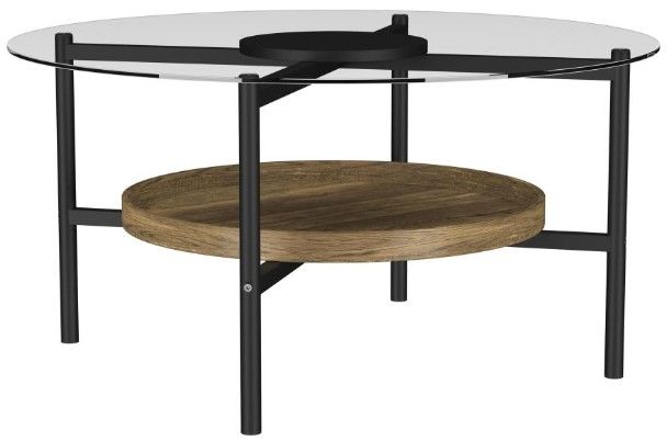 Coaster® Delfin Glass Top Round Coffee Table with Black Base