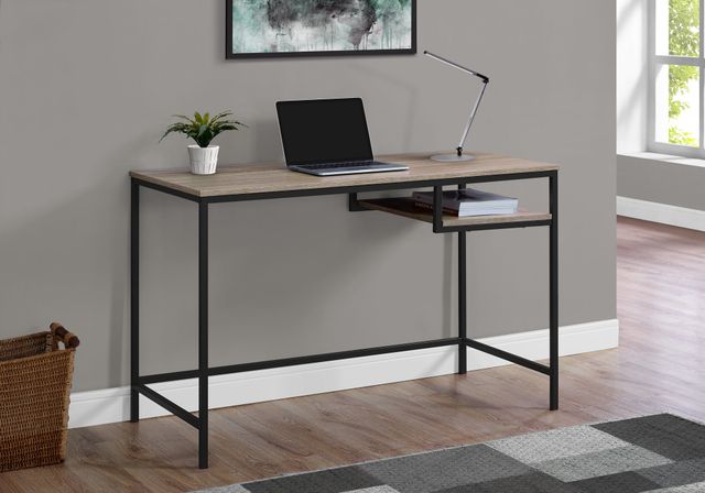 Monarch Specialties Inc. 48"L Dark Taupe and Black Metal Computer Desk-2