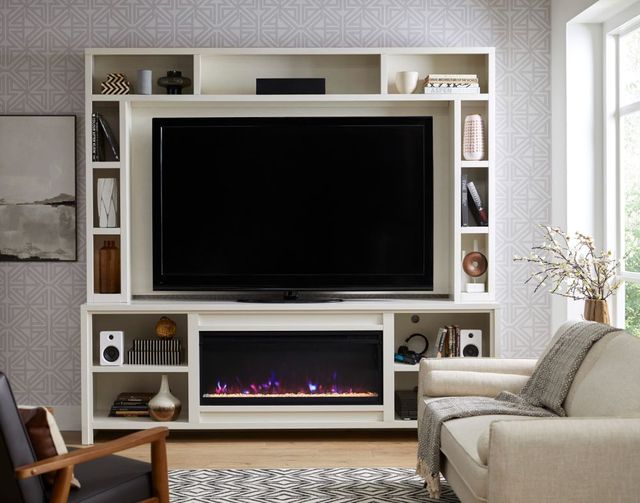 aspenhome® Tatum White 96'' Fireplace Console and Hutch-1