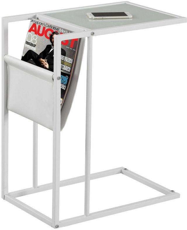 Monarch Specialties Inc. White Metal Accent Table with a Magazine Rack-0