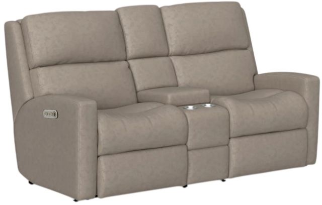 Flexsteel® Customizable Catalina Leather Power Reclining Loveseat with Console and Power Headrests-0