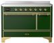 Ilve® Majestic III 48" Emerald Green Pro Style Induction Range with Solid Door and Brass Trim-0