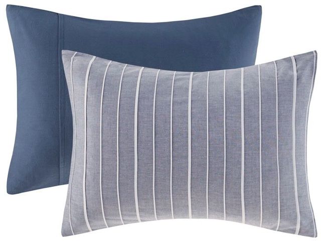 Olliix by Urban Habitat 5 Piece Chambray Indigo Full/Queen Bergen Cotton Rich Duvet Cover Set-2