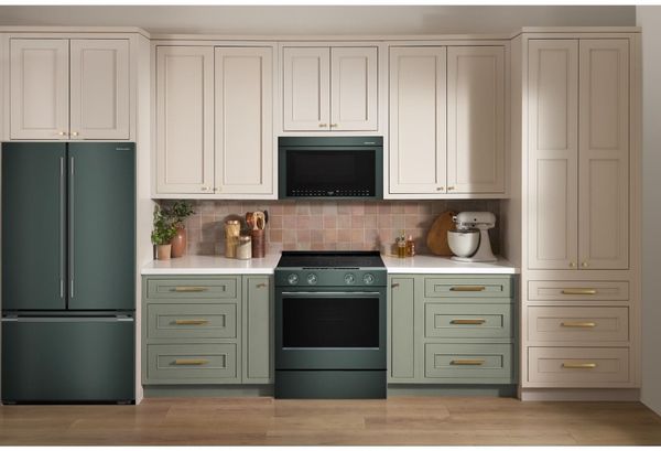 A stylish KitchenAid range in a modern kitchen setting A stylish KitchenAid range in a modern kitchen setting
